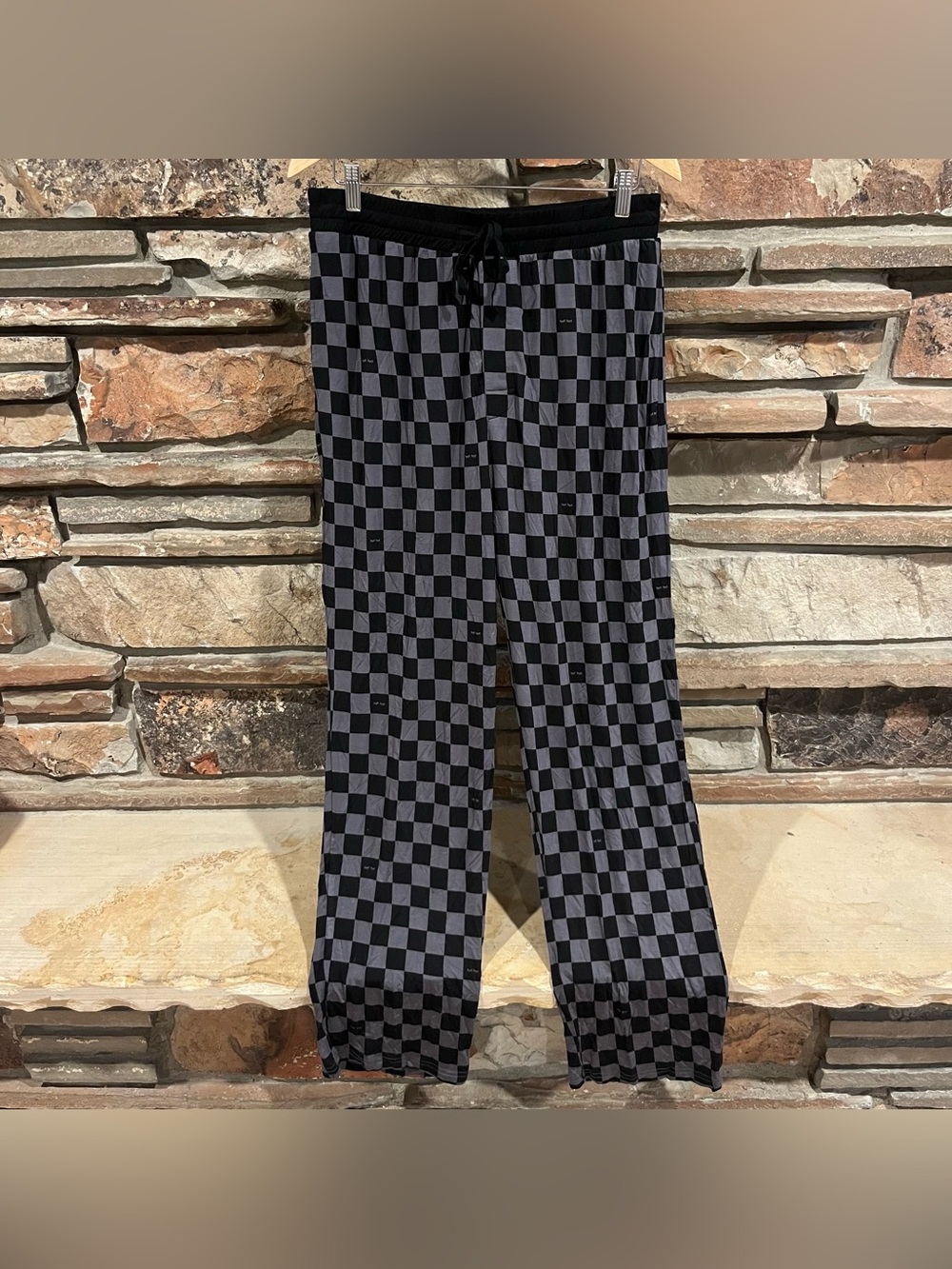 Little Sleepies Monochrome Checks Stretch Bamboo Pajama Pants - Black & Gray